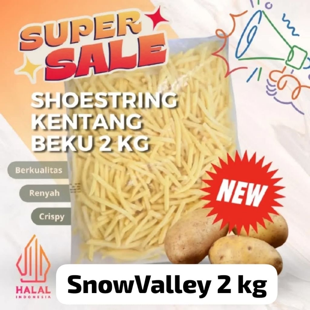

Kentang Goreng Frozen Shoestring 2 kg snowvaley
