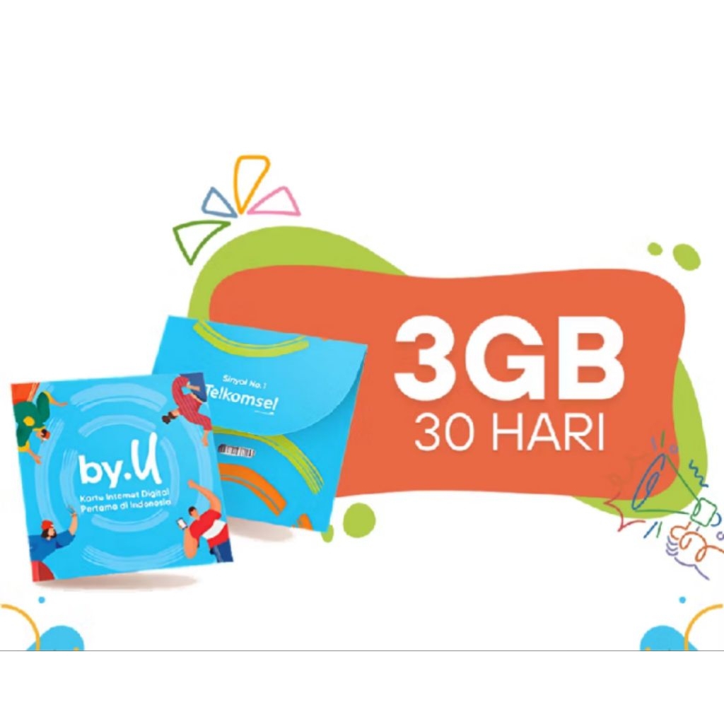 Kartu Perdana by.U - Kuota 3GB + Masa Aktif Selamanya - Internet Telkomsel - 4G/5G - Murah 35rb
