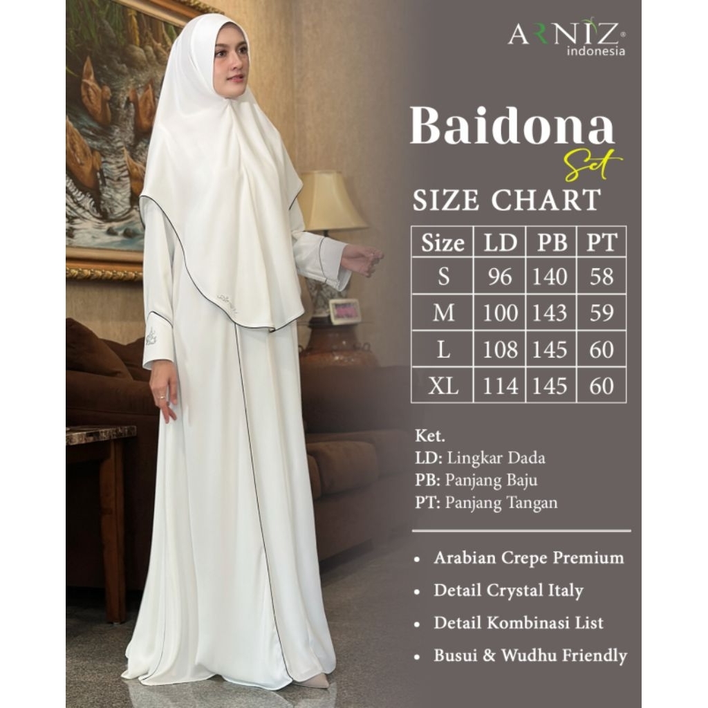 Baidona Dress Set Khimar By Arniz Collection Terbaru Khusus Hitam&Putih