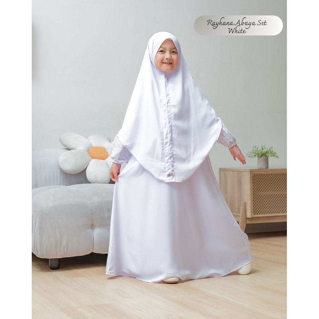Umma.Daily | RAYHANA Abaya Set | Gamis Bordir Set Bergo Free Cadar | Gamis Anak Perempuan usia 3-12 