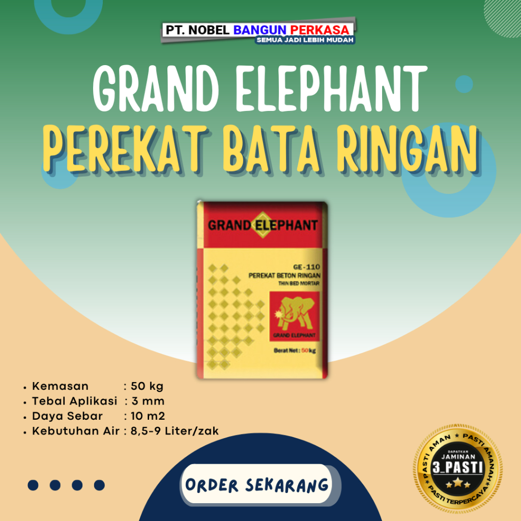 Semen Mortar Grand Elephant Perekat Bata Ringan (Thinbed) 50kg "GE 110"