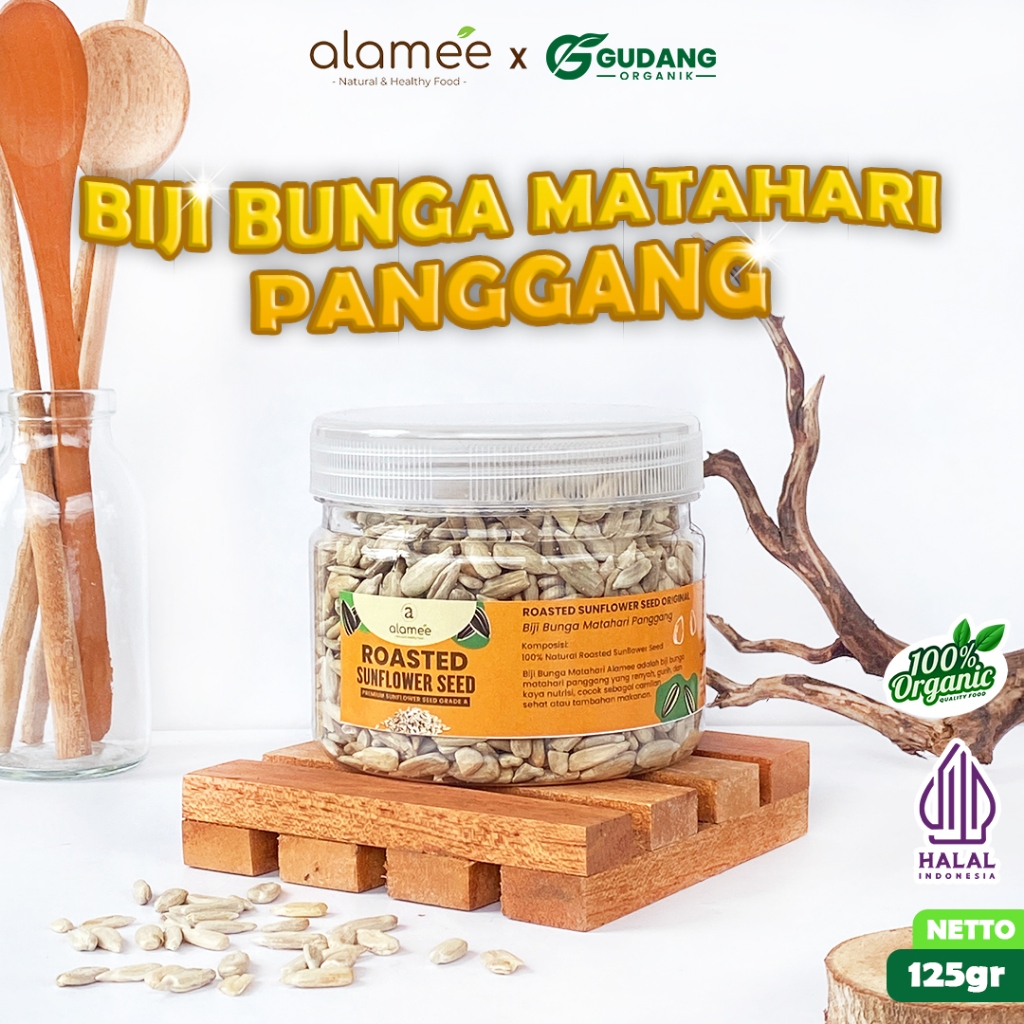 

ALAMEE Roasted Sunflower Seed Biji Bunga Matahari Kupas Oven Biji Kuaci Panggang PREMIUM 125gr