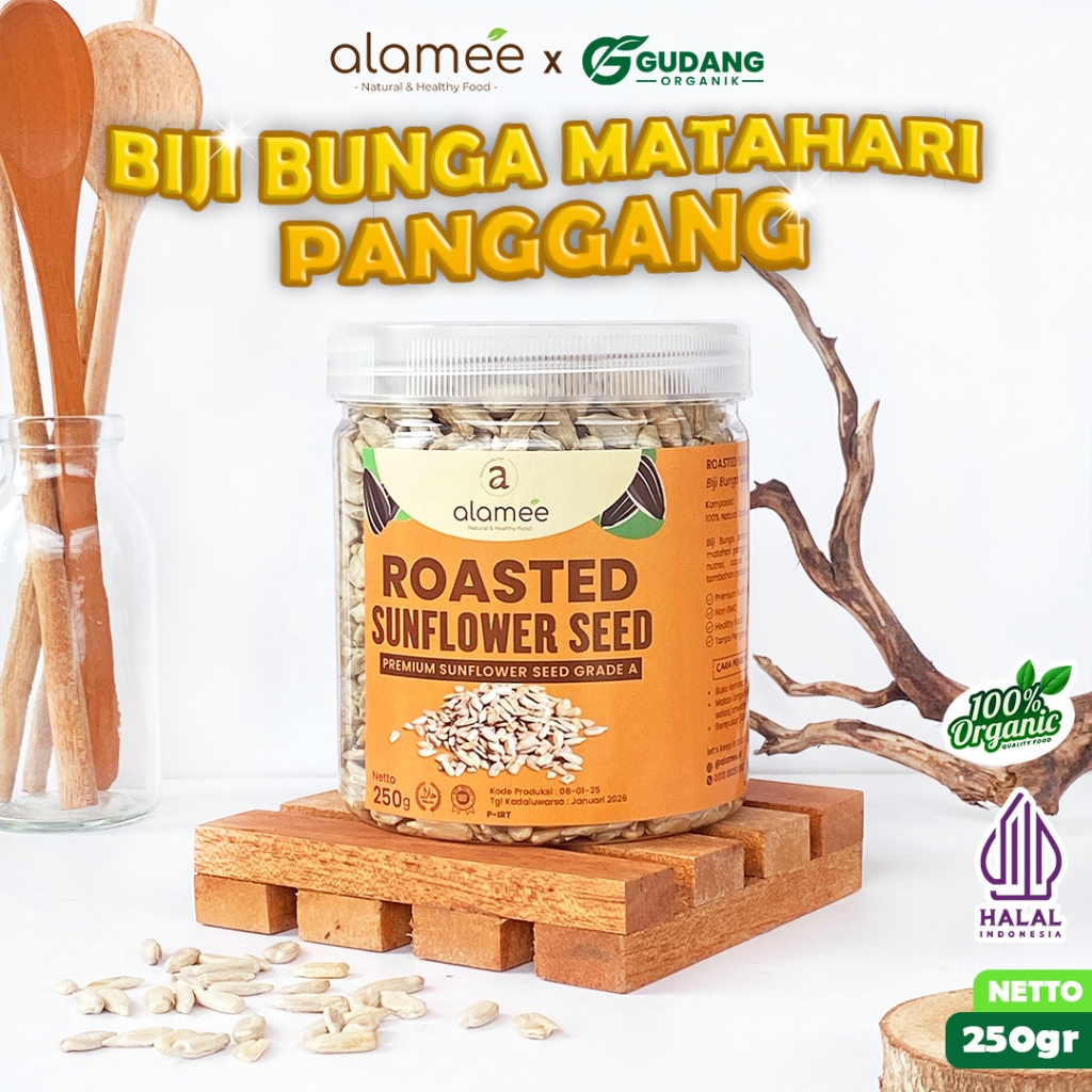 

ALAMEE Roasted Sunflower Seed Biji Bunga Matahari Kupas Oven Biji Kuaci Panggang PREMIUM 250gr