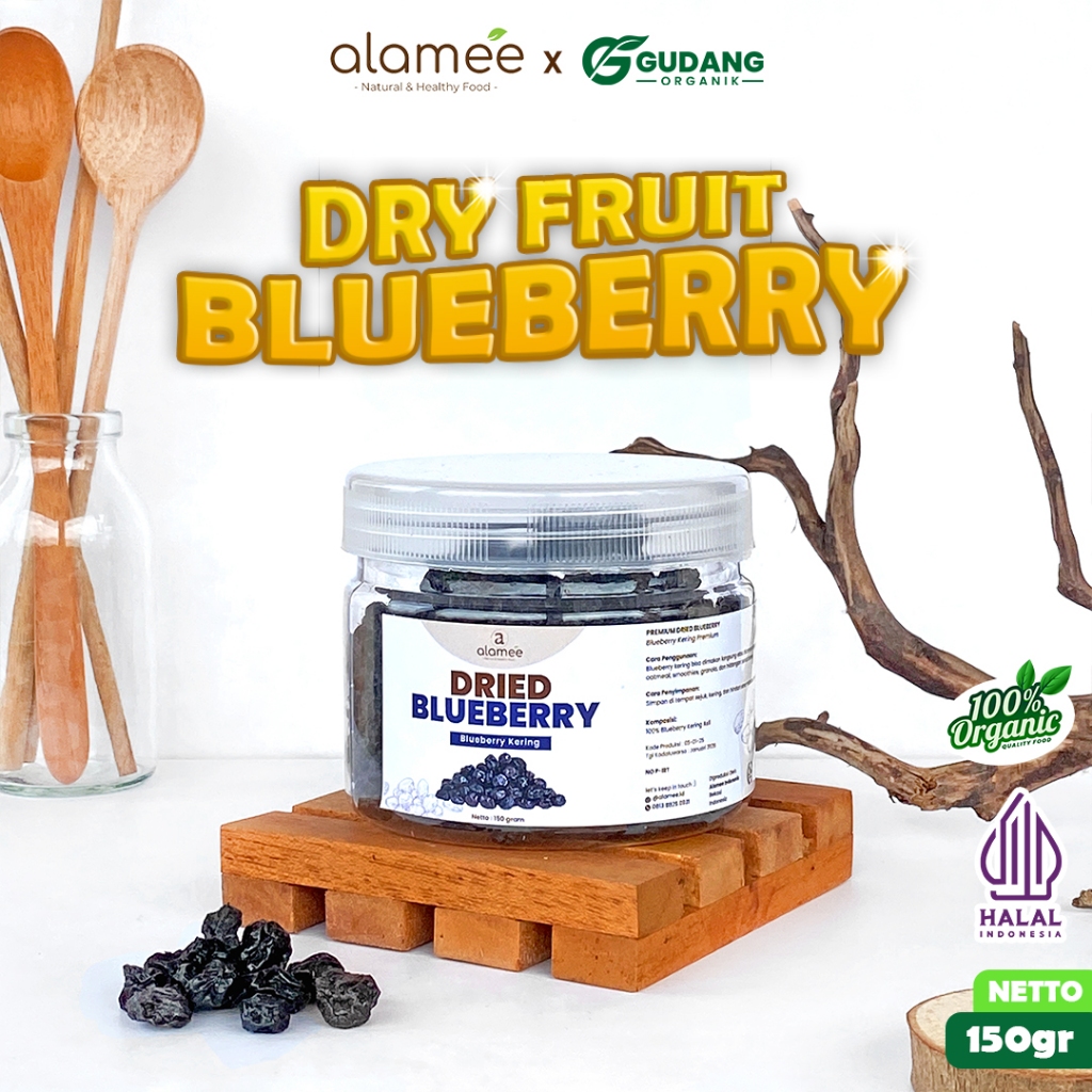 

ALAMEE Blueberry Kering Cemilan Buah Sehat Dried Fruit Blueberry Cemilan Rendah Kalori 300gr