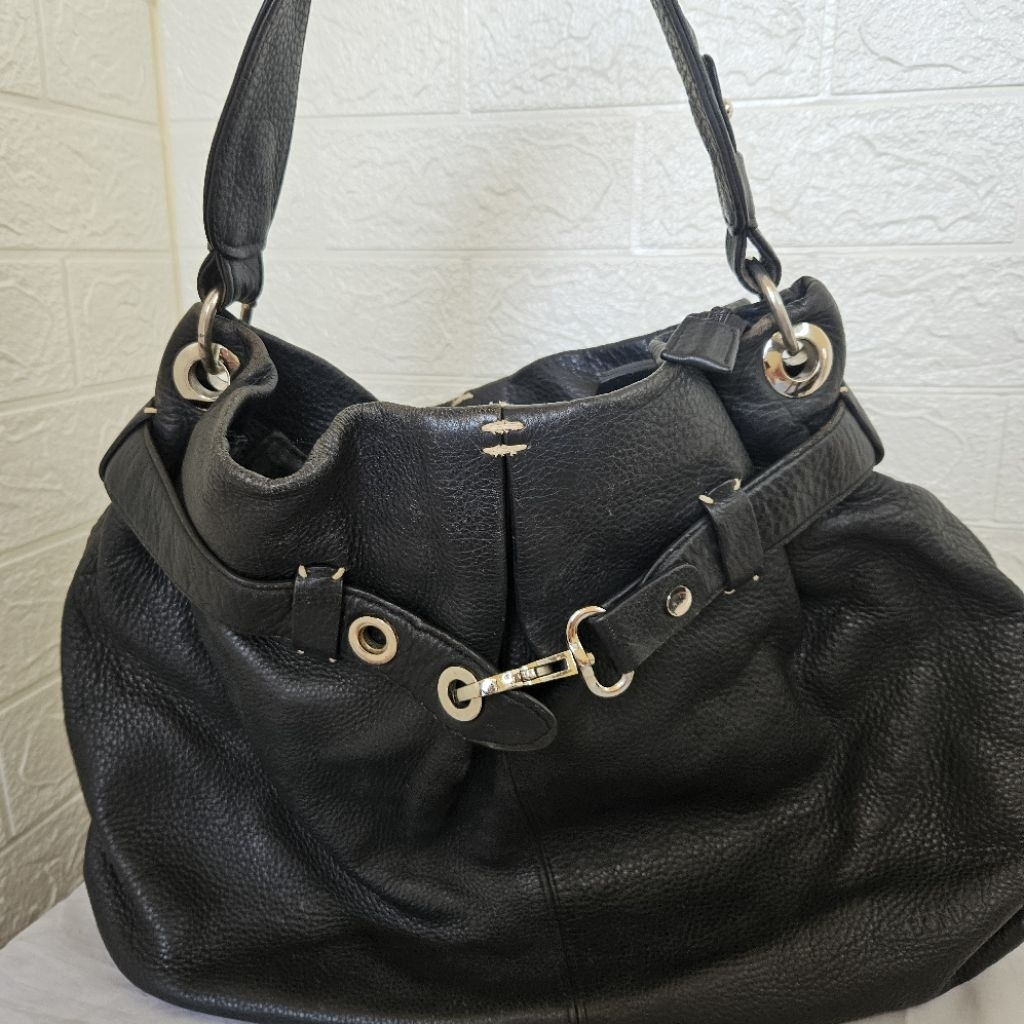 BONIA SHOULDER BAG WANITA LEATHER HITAM BLACK KULIT ASLI