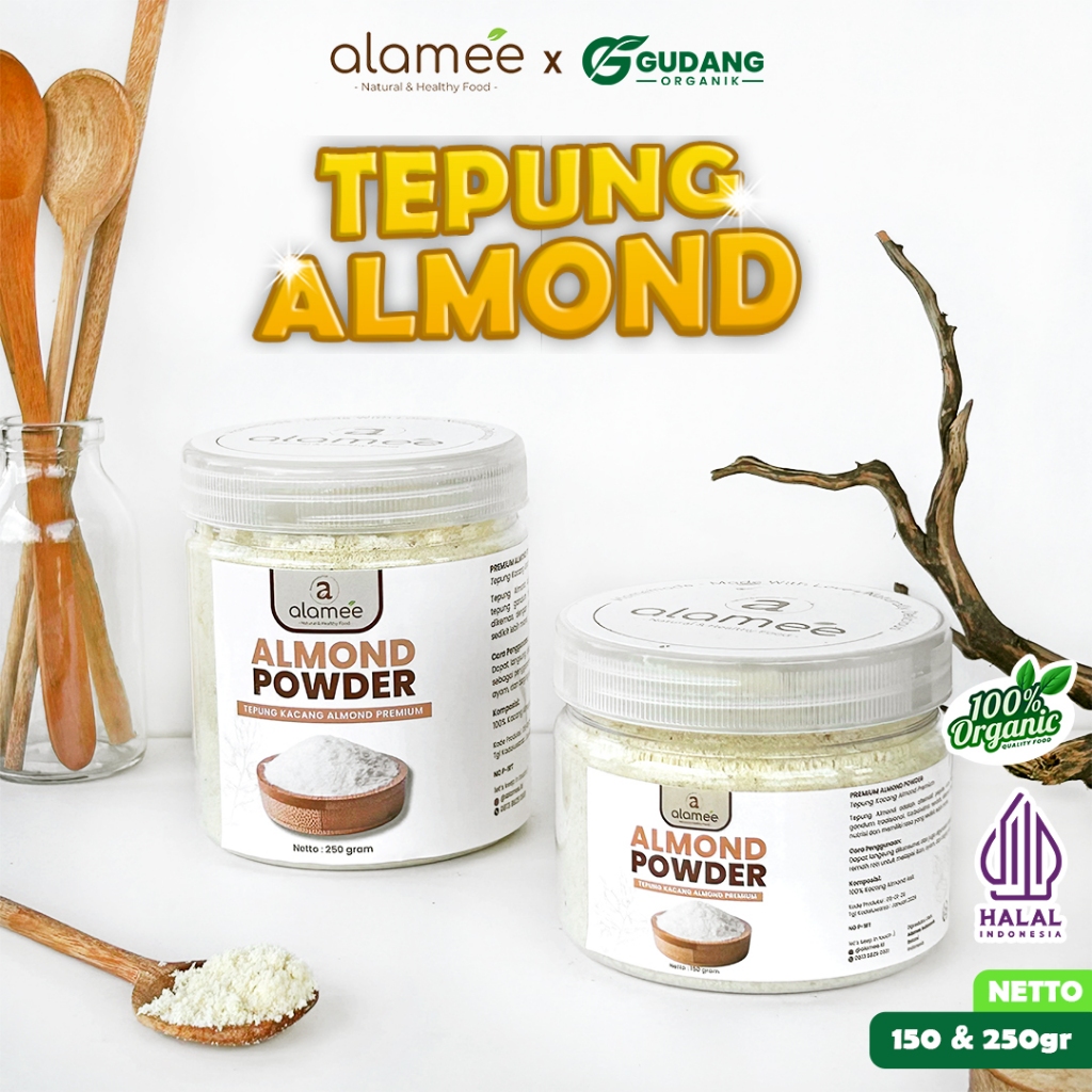 

ALAMEE Tepung Almond PREMIUM Bubuk Almond Powder Almond Flour Tanpa Campuran Gluten FREE 250gr