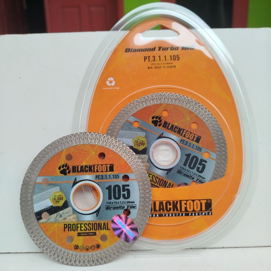 Mata gerinda pemotong granit keramik marmer Diamond turbo BLACKFOOT 105mm mata pisau potong granit