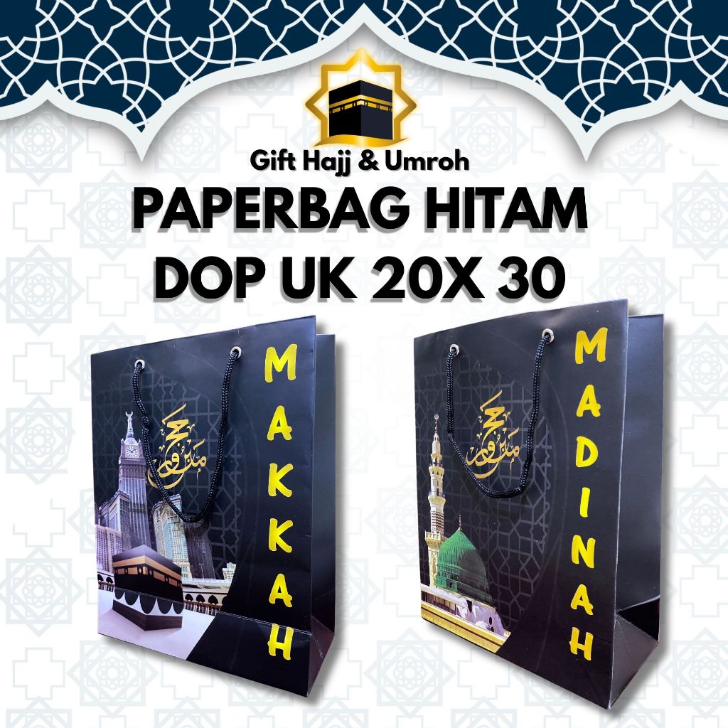 

Paper Bag Haji | Tas Kertas | UKURAN 20x25| totebag | Souvenir Haji dan Umroh | Oleh oleh Haji dan Umroh