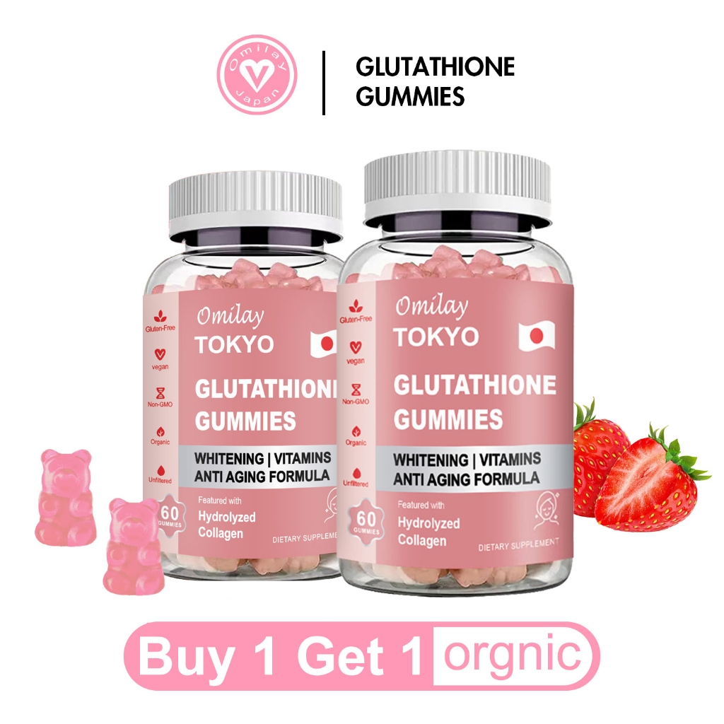 Omilay Glow Gummy Glutathione with Collagen Whitening Anti Aging 60 Glutathione Collagen Gummies
