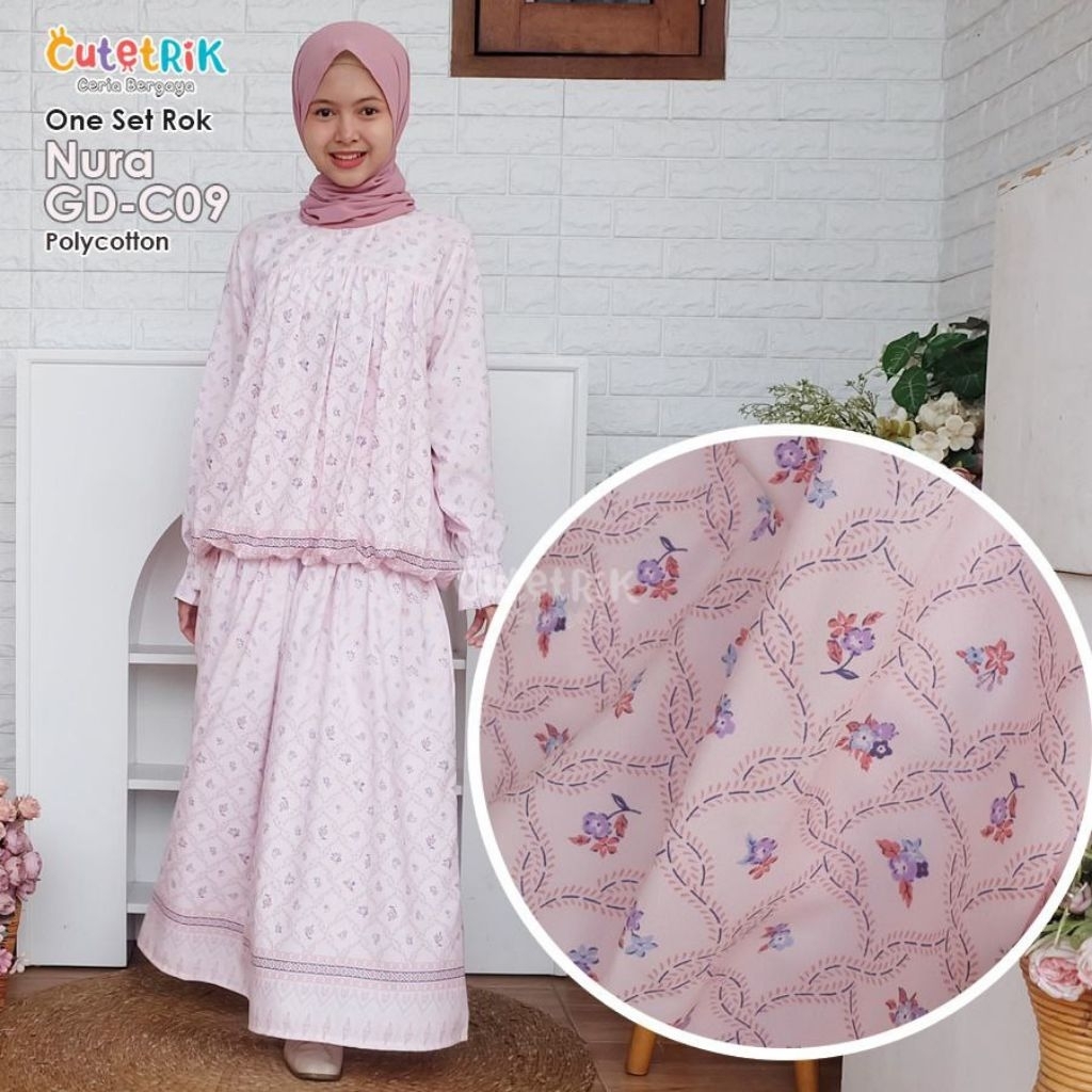 Cutetrik set rok Nura/Setelan rok anak remaja terbaru