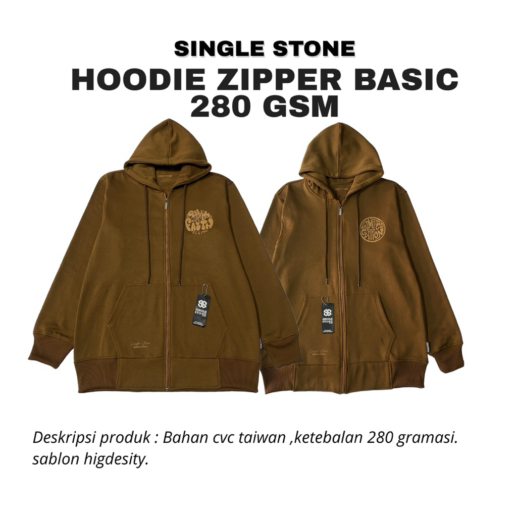 TERLARIS HOODIE ZIPPER 280GSM - Hoodie zipper singlestone -  Hoodie zipper pria - Hoodie zipper wani
