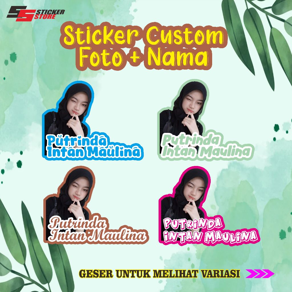 

Stiker custom nama + foto free design