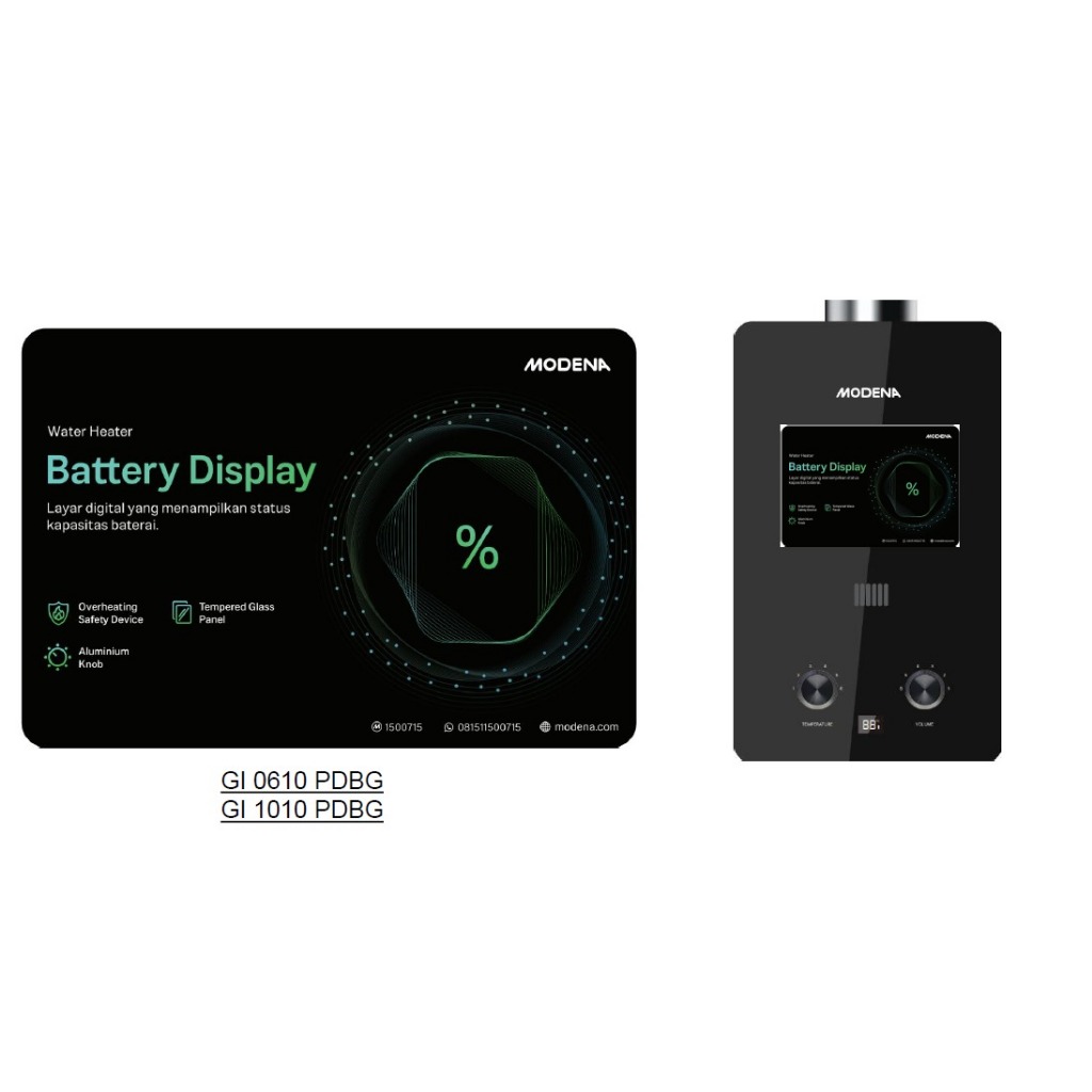 GI 0610 PDBG MODENA PEMANAS GAS INSTANT DIGITAL WATER HEATER // MODENA GAS INSTANT WATER HEATER - GI