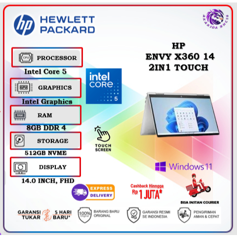HP ENVY X360 14 2IN1 TOUCH CORE I5 120U 8GB 512GB