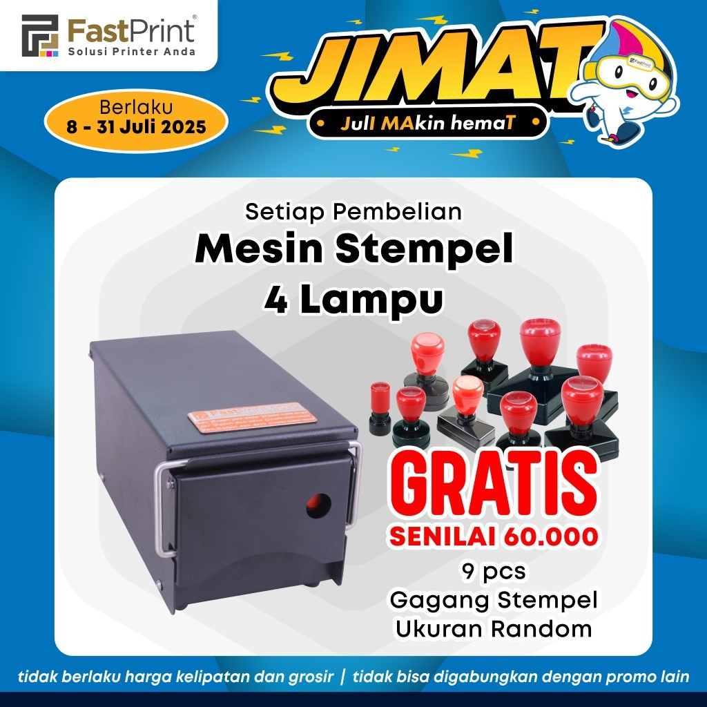 

Mesin Stempel Flash Kilat Premium 4 Lampu Full Plat Besi