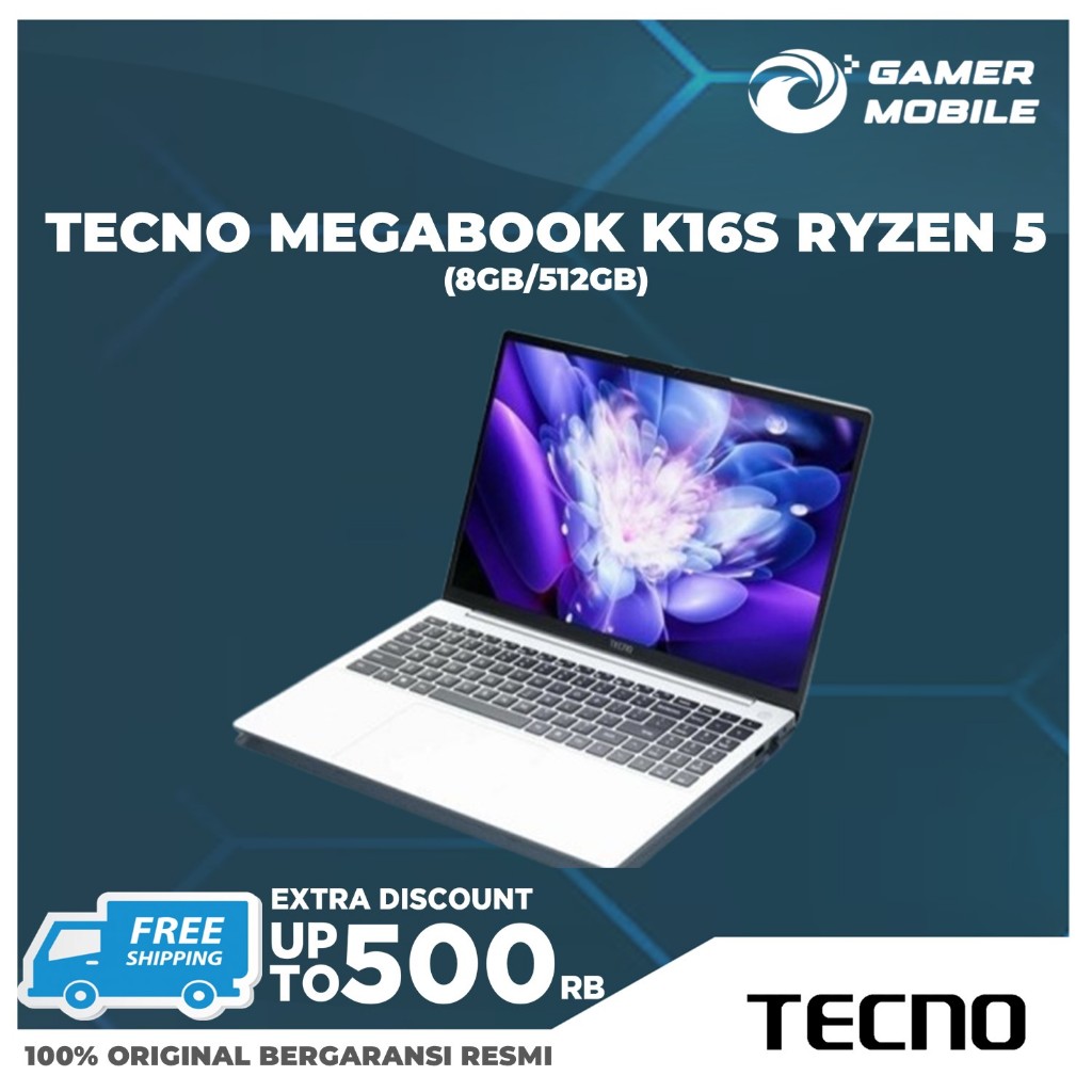 TECNO MEGABOOK K16S RYZEN 5 7430 8GB 512GB W11 16.0WUXGA IPS