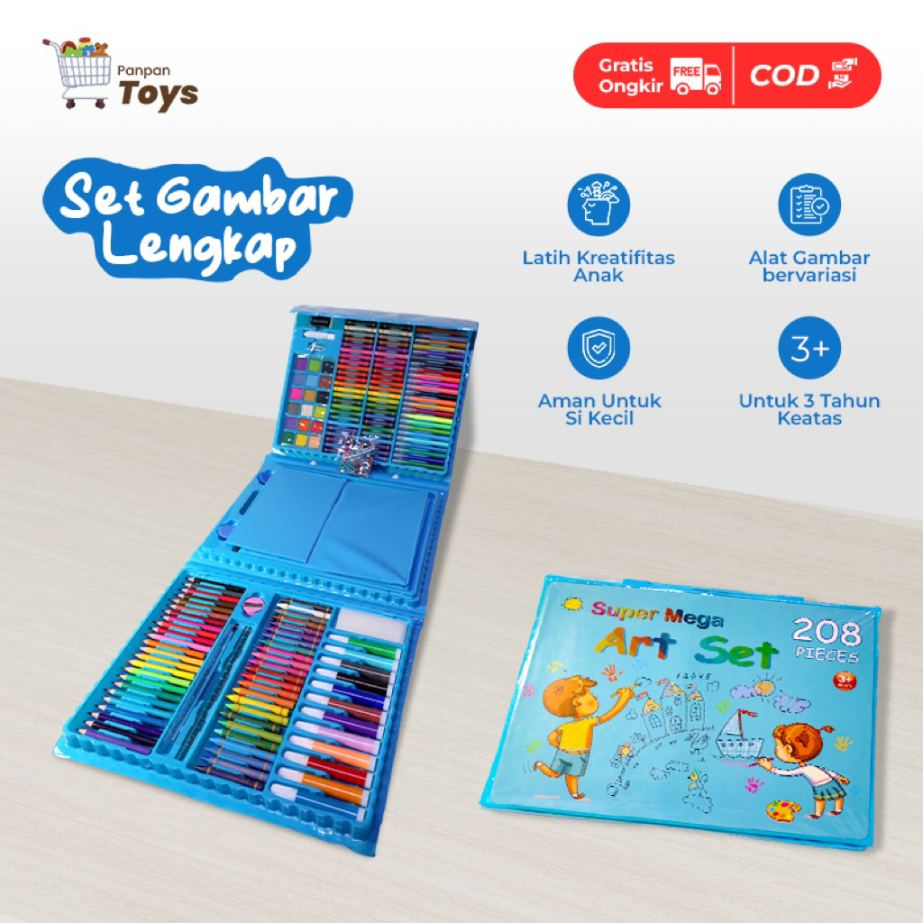 

PANPANTOYS Set Crayon Set 208 PCS Pensil Warna Pastel Pensil Minyak Warna Untuk Melukis Dan Mewarnai