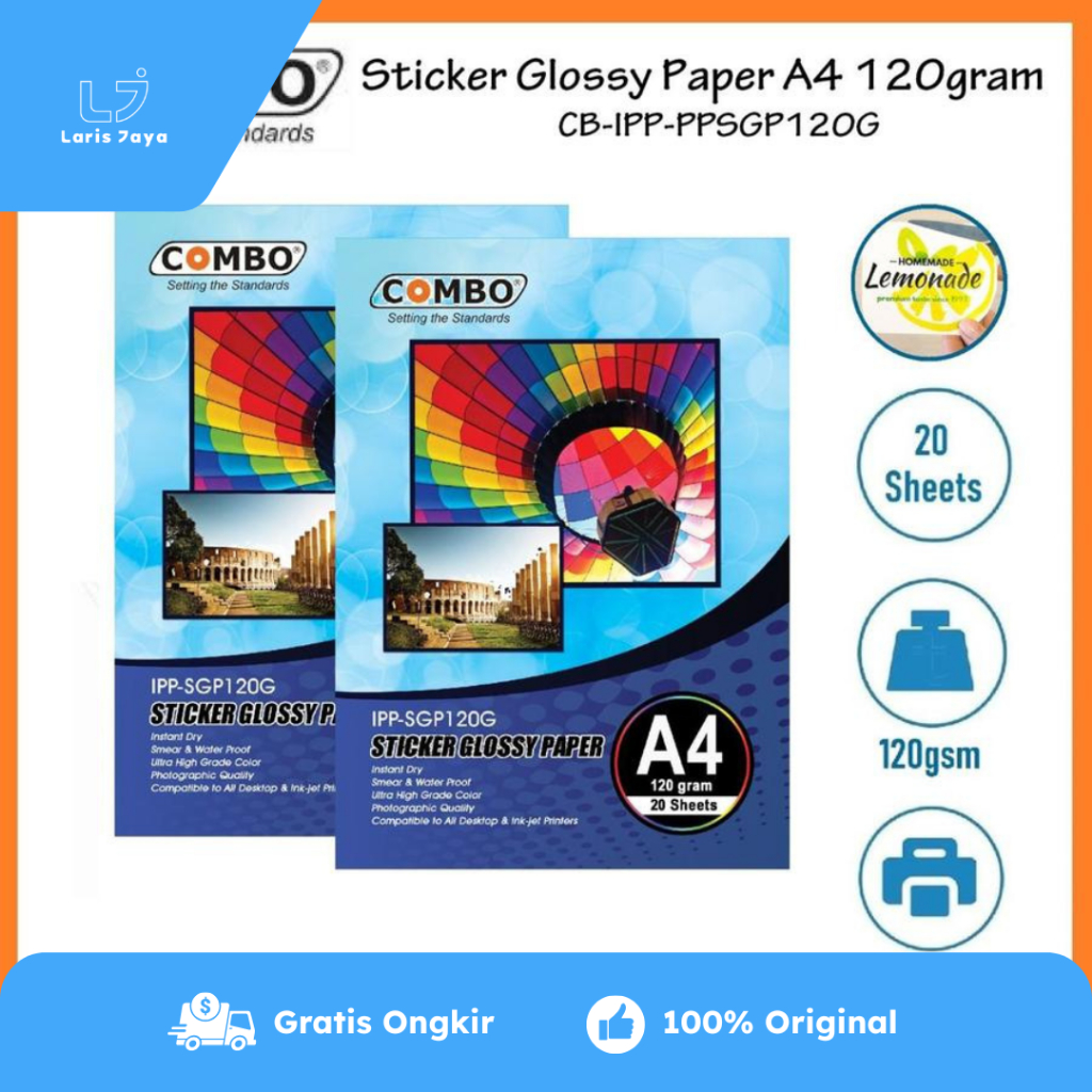 

Sticker Glossy Combo A4 120g 20's IPP-SGP120G ( Stiker Glossy Paper )