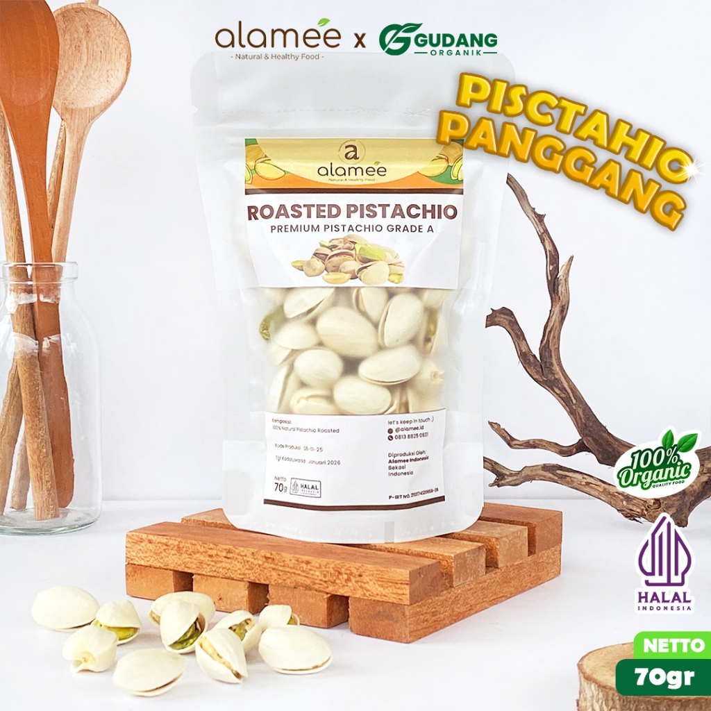 

ALAMEE Kacang Fustuk Pistachio Cangkang Khas Arab Saudi Oleh Oleh Haji Umroh 70G