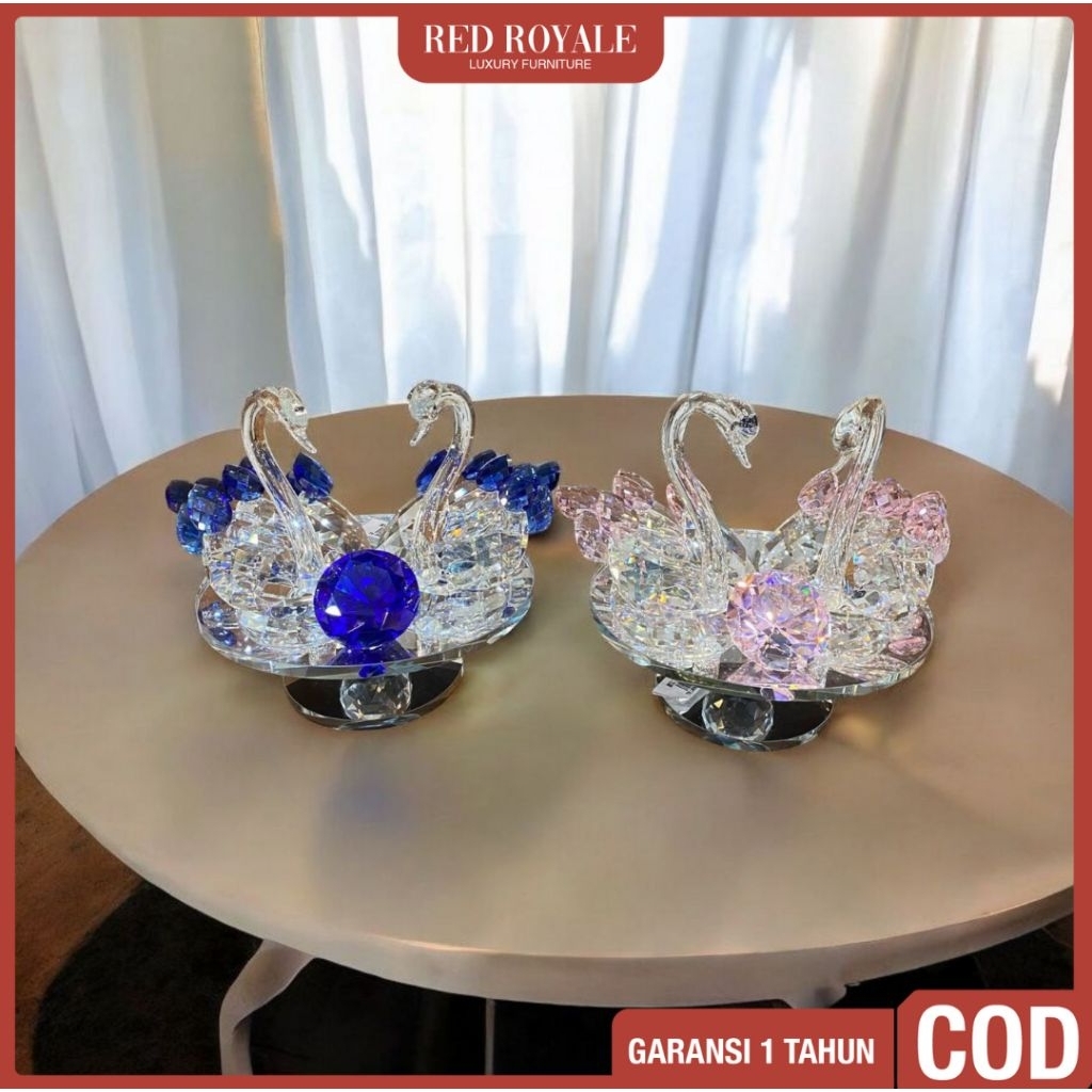 angsa kaca kristal elegant pajangan dekorasi hiasan ruang tamu