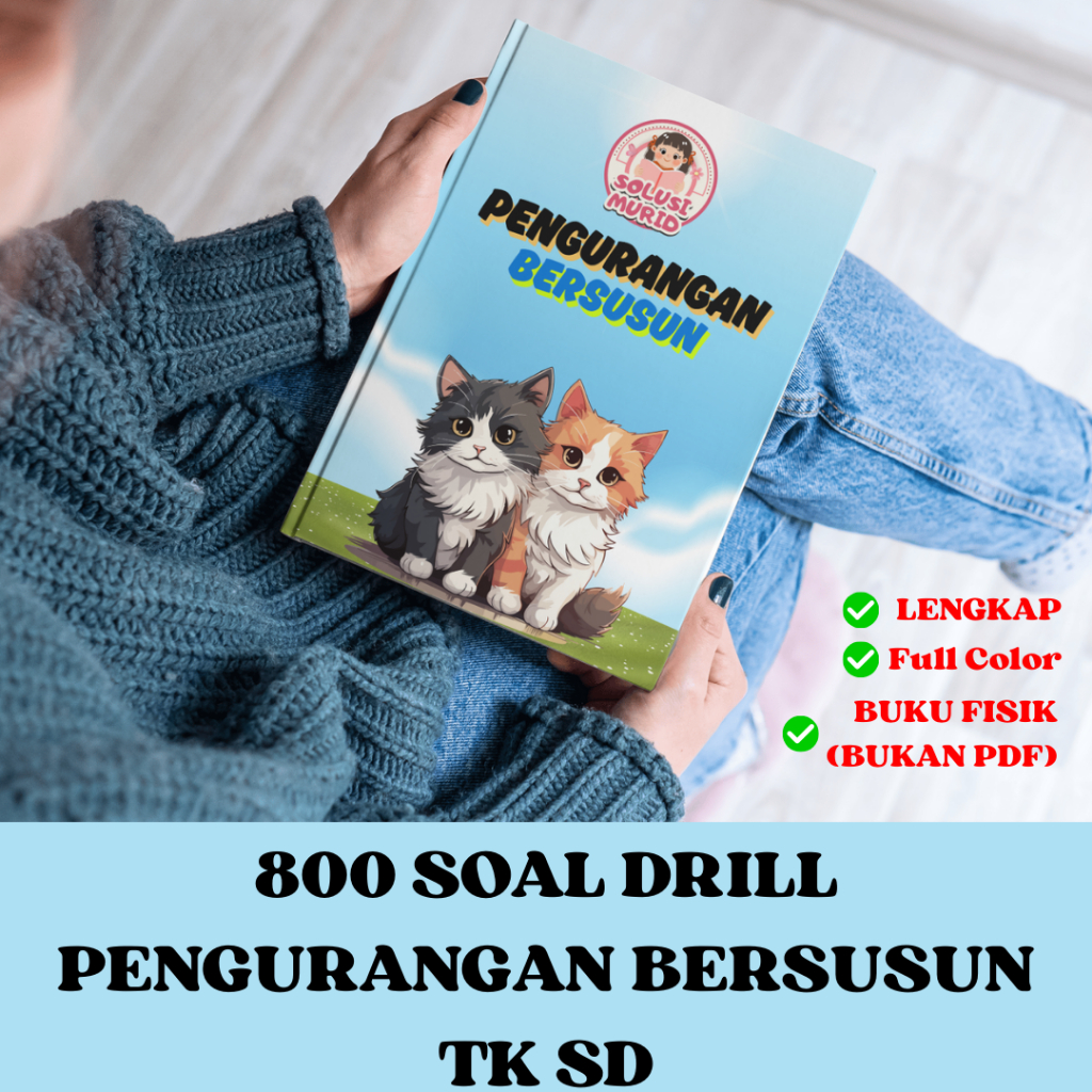 BUKU 800 Drill Soal Pengurangan Bersusun Berwarna Worksheet Lembar Kerja Untuk Anak TK SD - BUKAN PD