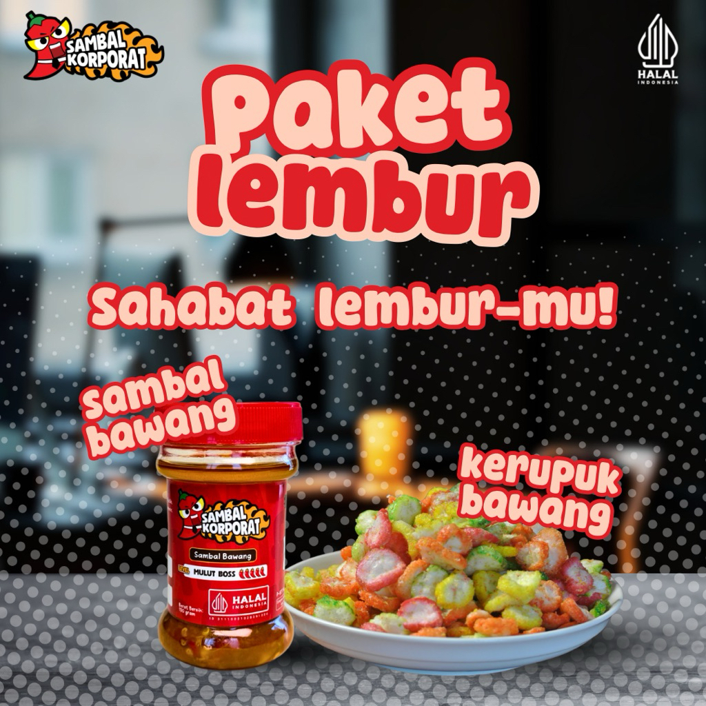 

PAKET SAHABAT LEMBUR SAMBAL KORPORAT BAWANG LVL 5 & KERUPUK BAWANG ORIGINAL