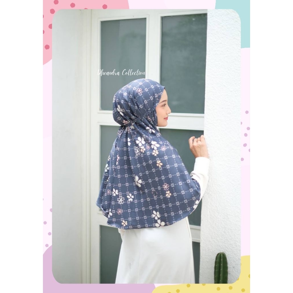 Hijab Instan Balqis Bergo Motif Non Pet Dilengkapi Tali Motif Bunga Hijab Daily