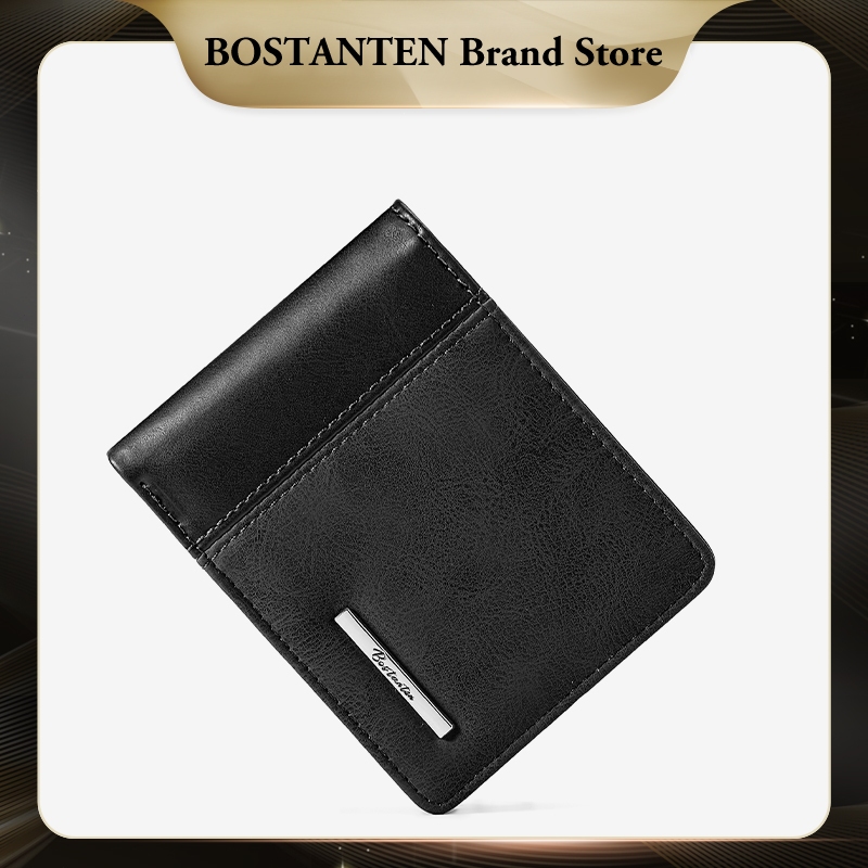 BOSTANTEN Dompet Lipat Pria Kulit PU Dompet Cowok Hitam/Coklat BSB0625203