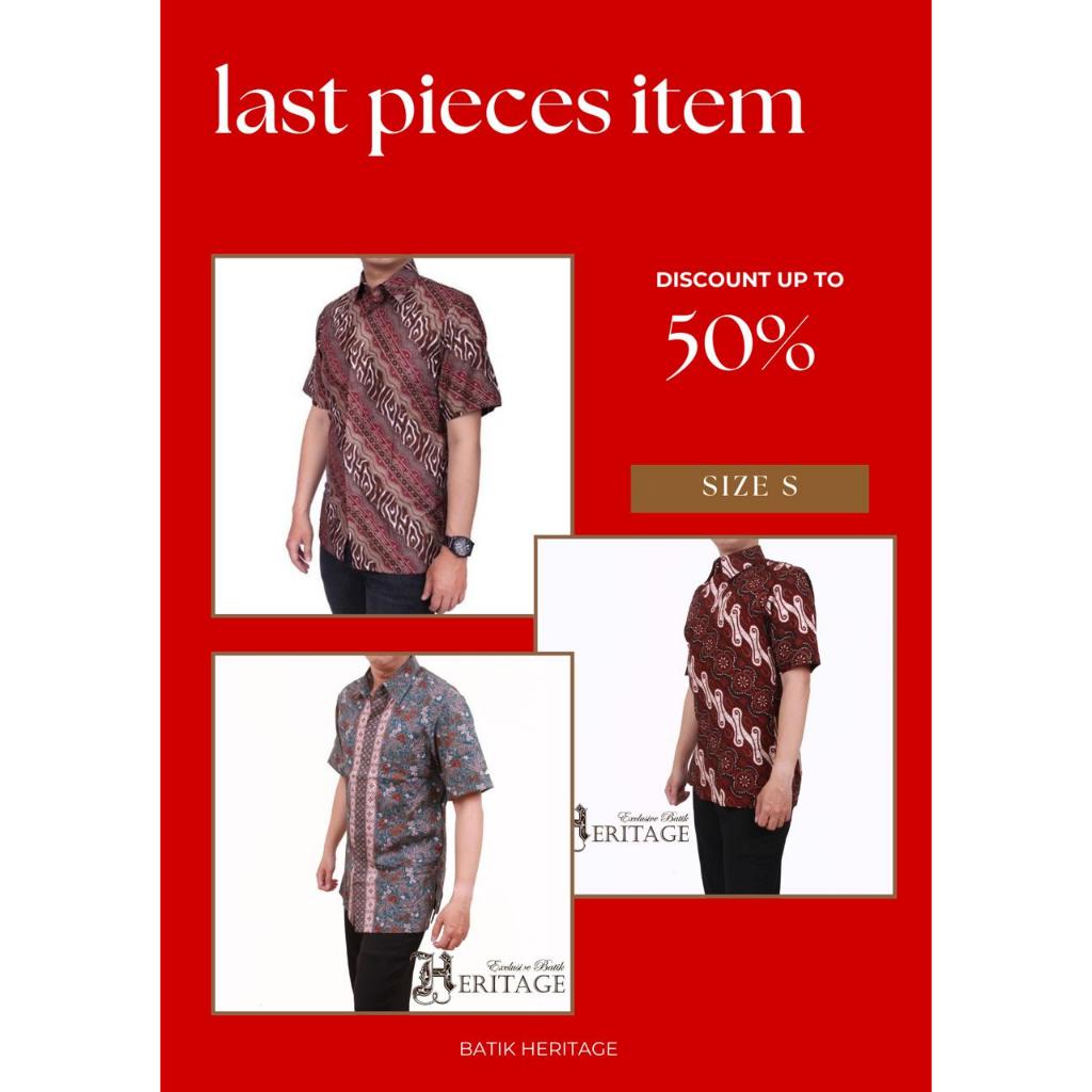 Promo Kemeja Batik Pria SlimFit Katun Kondangan Size S by Batik Heritage
