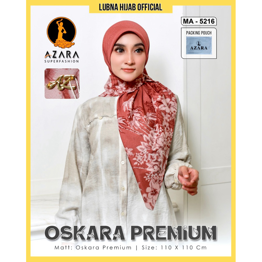 [MA-5216 LOGO POUCH] ISI 10 PCS Grosir Kerudung Jilbab AZARA OSKARA PREMIUM DUBAI MOTIF Segiempat Po