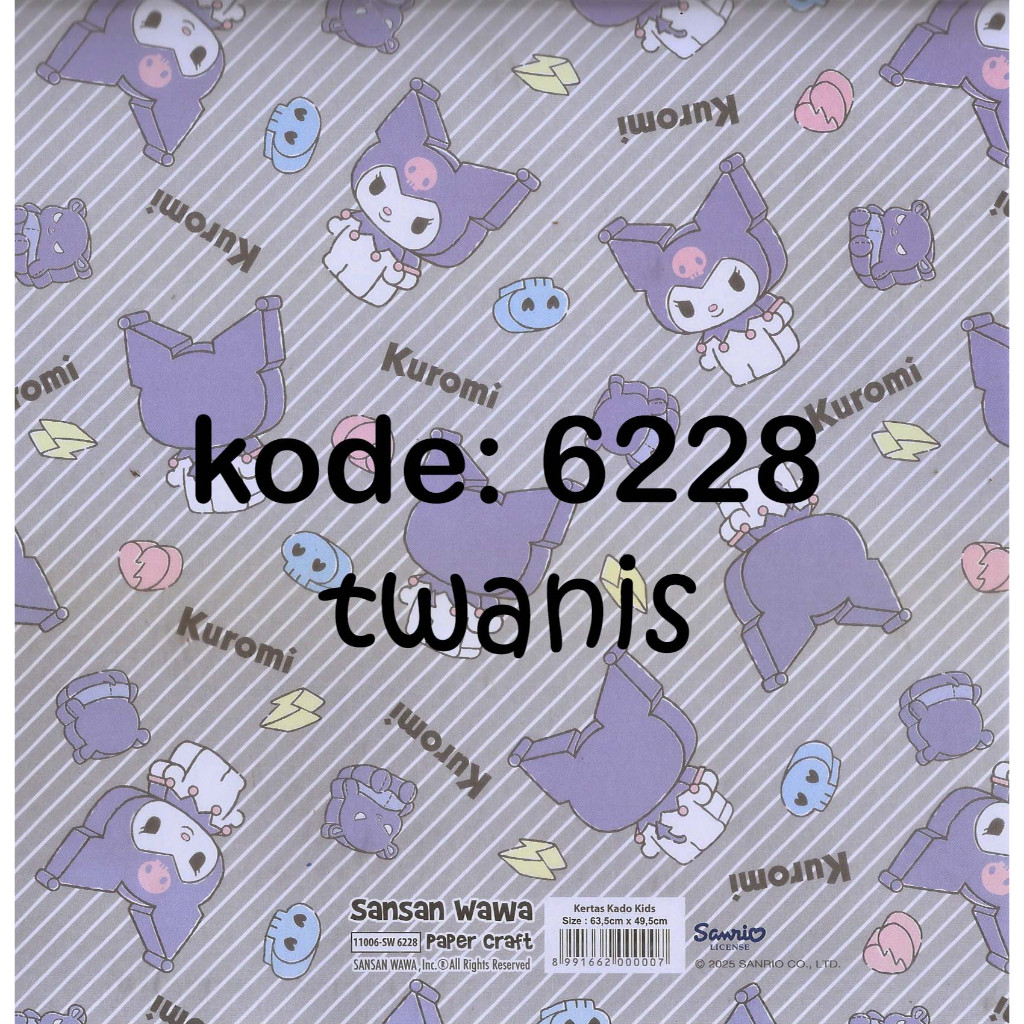 

Kertas Kado KUROMI SANWA kode 6228