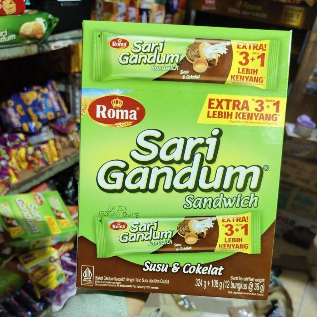 

Roma sari gandum cokelat isi 12bungkus @36g