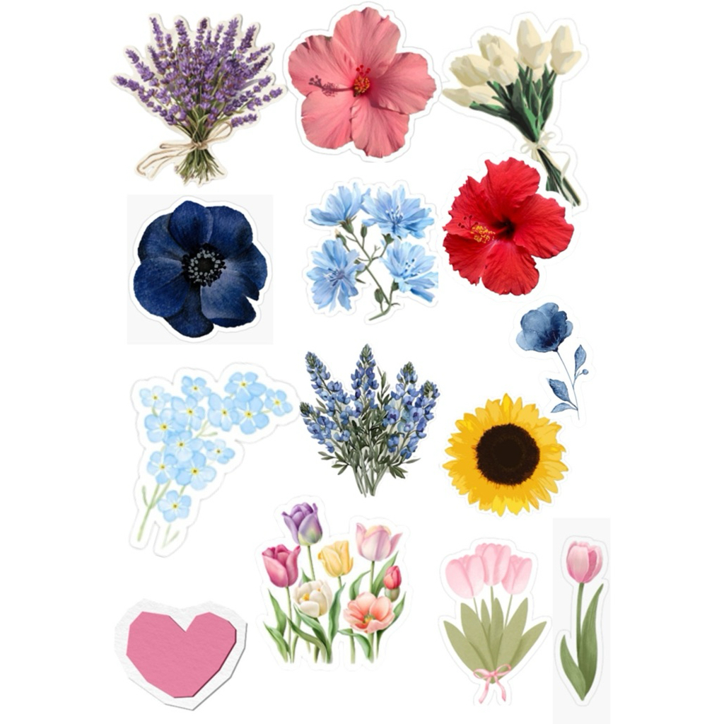 

STICKER FLORAL UNTUK HP/LAPTOP/TAB/TUMBLR/SCRAPBOOK GLOSSY Uk 4-6 cm