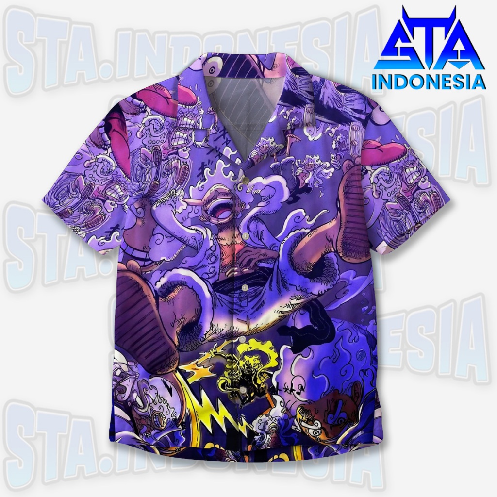 STA Kemeja Full Print Anime – Kemeja One Piece Luffy Gear 5 Bahan Adem | ST-161