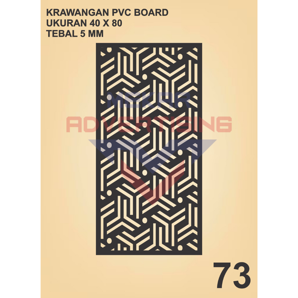 KRAWANGAN PVC BOARD HITAM  / ORNAMEN PVC FOAM BOARD HITAM TEBAL 5MM MODEL 73 UKURAN 40X80