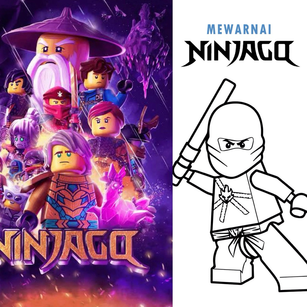 

15 Lembar A5 | Kertas Mewarnai tema NINJAGO | 15 Kertas gambar berbeda