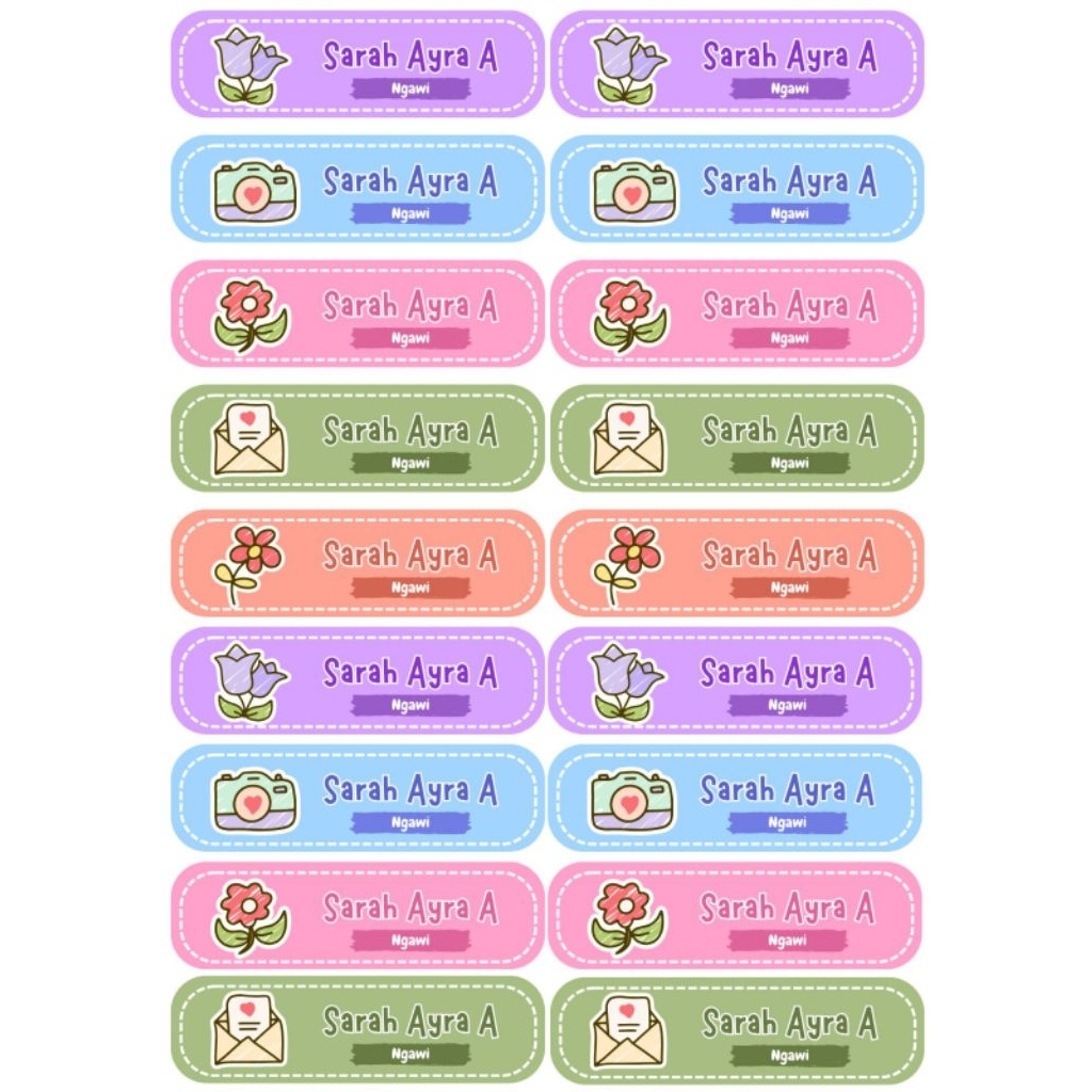 

20 pcs stiker nama karakter/ stiker buku / label buku