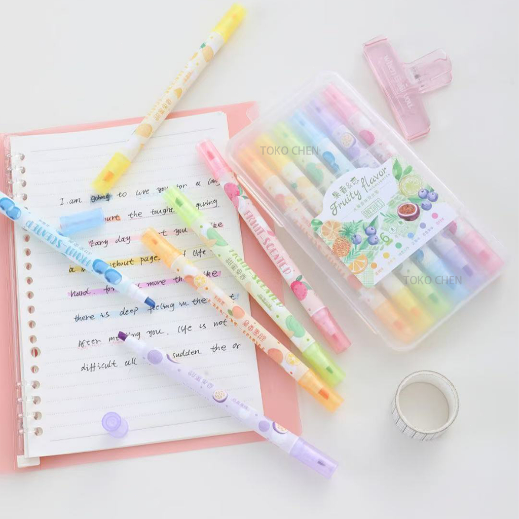 

Highlighter pastel 6 colors warna/Stabilo Ujung Tunggal / Set 6 Spidol Siswa Berwarna Set Spidol Mata Berwarna-warni Penandaan Kasar untuk Siswa/Hadiah Siswa Anak-Anak/stabilo isi 6 warna pastel