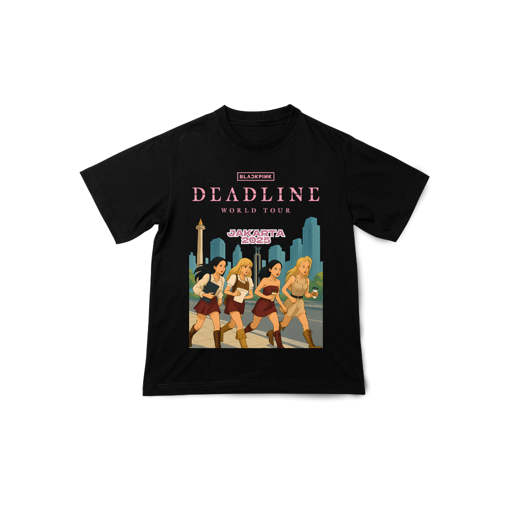 Kaos Blackpink Deadline Jakarta 2025 /Trotoar/ Kaos Kartun BLACKPINK DEADLINE Tour – Desain Lucu, Ku