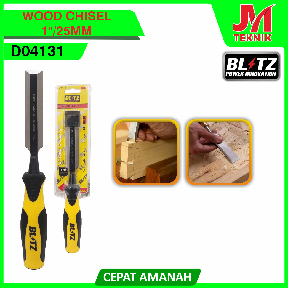 Tatah Kayu 1" Pahat Kayu Gagang Fiber CRV BLITZ 1 Inch Wood Chisel