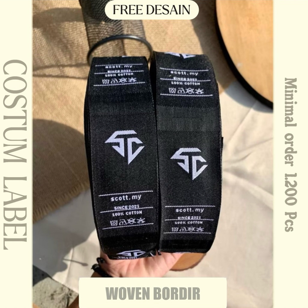 

WOVEN BORDIR/woven rajut/cap nama/aksesoris pakaian/label bordir/label baju/label brend/free desain