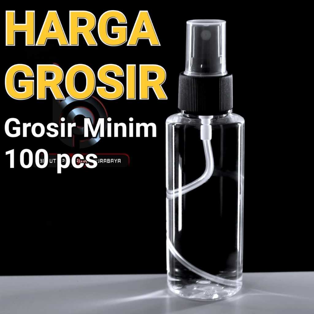 Botol Plastik PET 100ml RF Bening Tutup Spray -  | Botol Plastik Serbaguna - GROSIR 100 PCS