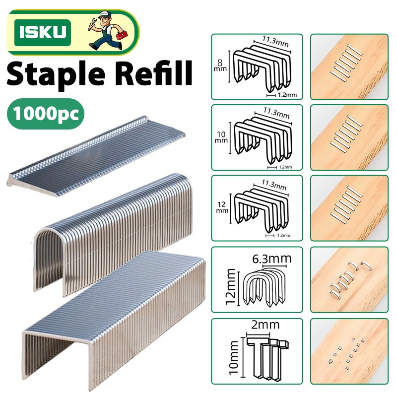 

Staple 3 Jenis Paku Staple Refill/Stapler Staple Gun Nail Refill Isi Ulang Paku Tembak 1000pcs