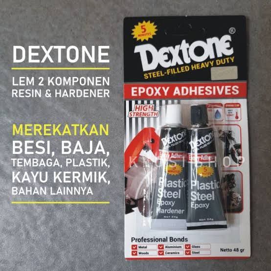 lem dextone wpoxy 5menit 48gr lem besi plastik kayu plastik steel fiber original