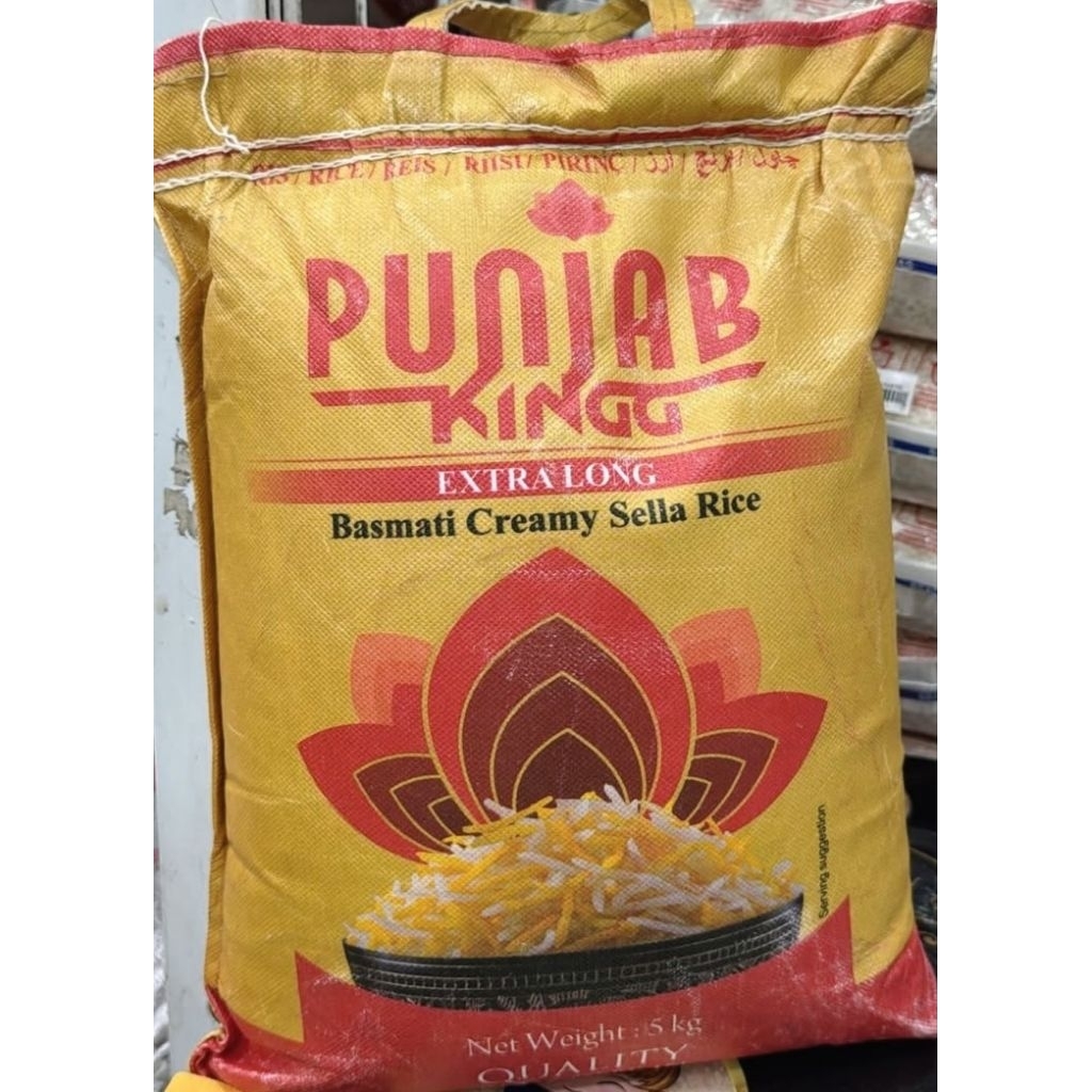 

Punjabi King Extra Long Basmati Creamy Sella Rice beras india 5kg ifz