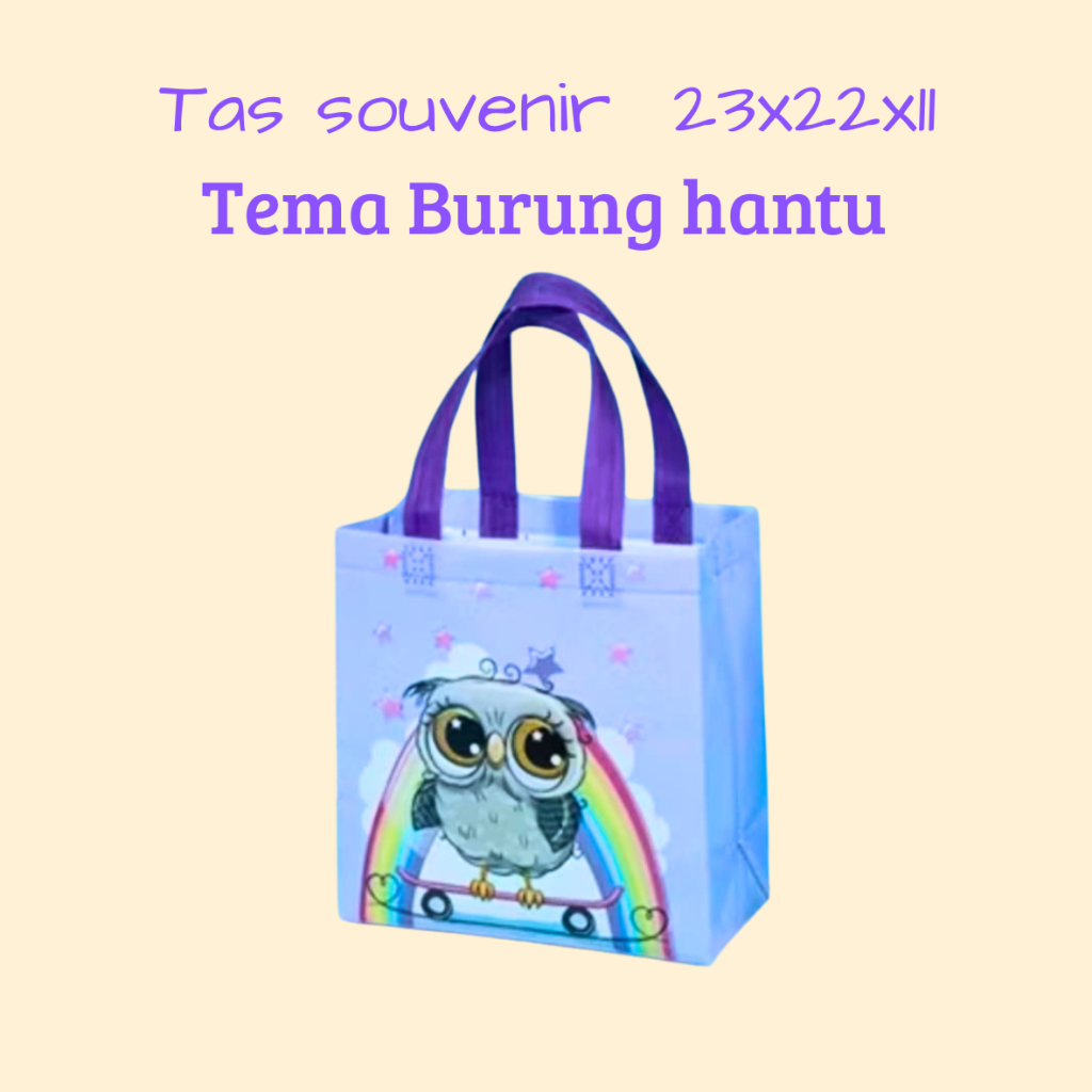 

Tas souvenir ulang tahun goodie bag karakter burung hantu 23x22x22 tempat snack