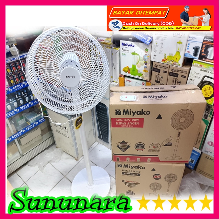 SUNUNARA Kipas Angin Miyako Berdiri Pakai Remot KAS-1697 DRW MIYAKO Kipas angin berdiri 16 Inch