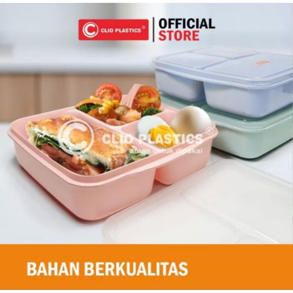 INSTAN Lunch Box Clio Nara TS 3 Sekat / Tempat Makan Anak / Kotak Makan / Wadah Bekal / Souvenir