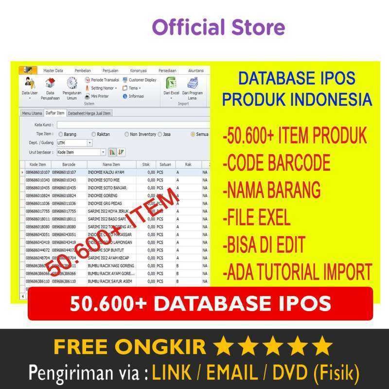 Bundle Database Import 50.600 Item IPOS 4 Data Produk Indonesia Program Kasir Toko IPOS4 Premium