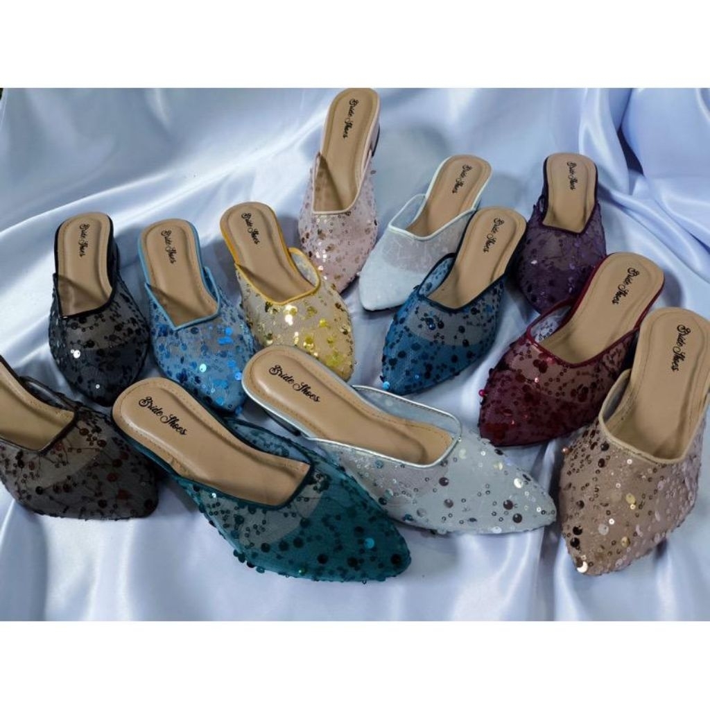 selop pengantin wanita / slop brukat wanita / sepatu pesta wanita murah / slop pengantin brukat